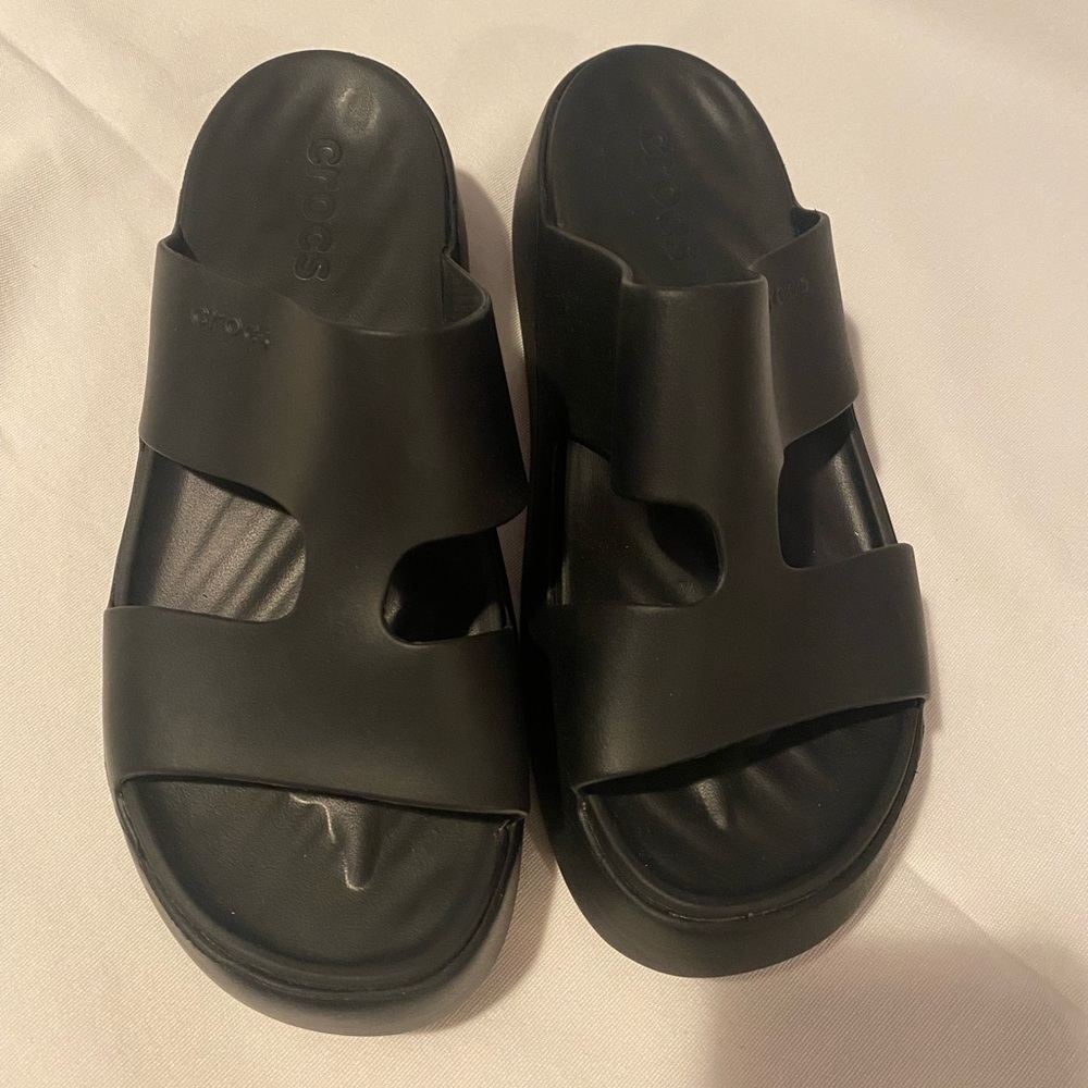 CROCS Black Dual-Strap Slide Sandals